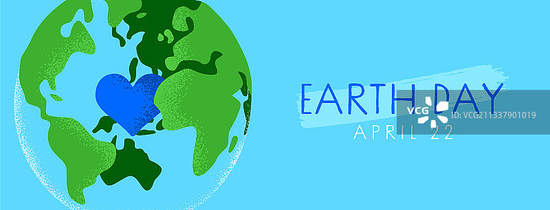 地球日绿色爱心星球卡通banner图片素材
