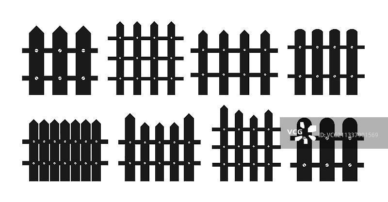 乡村木制围墙扁平卡通图片素材