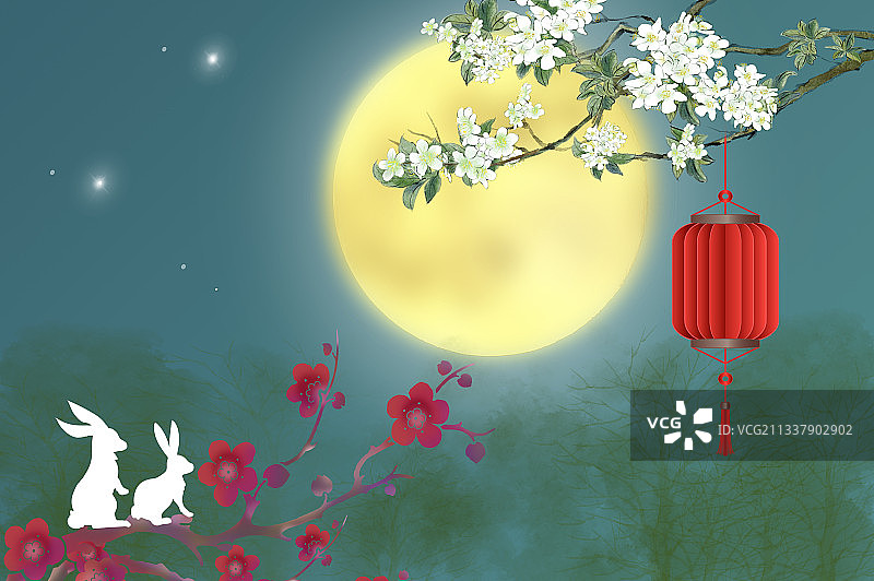 中秋佳节花好月圆图片素材