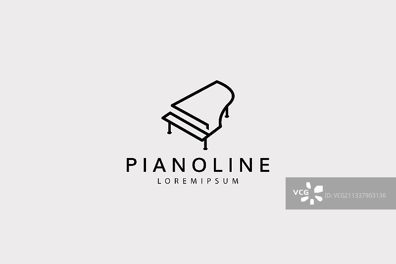 现代钢琴图标线条logo设计模板图片素材
