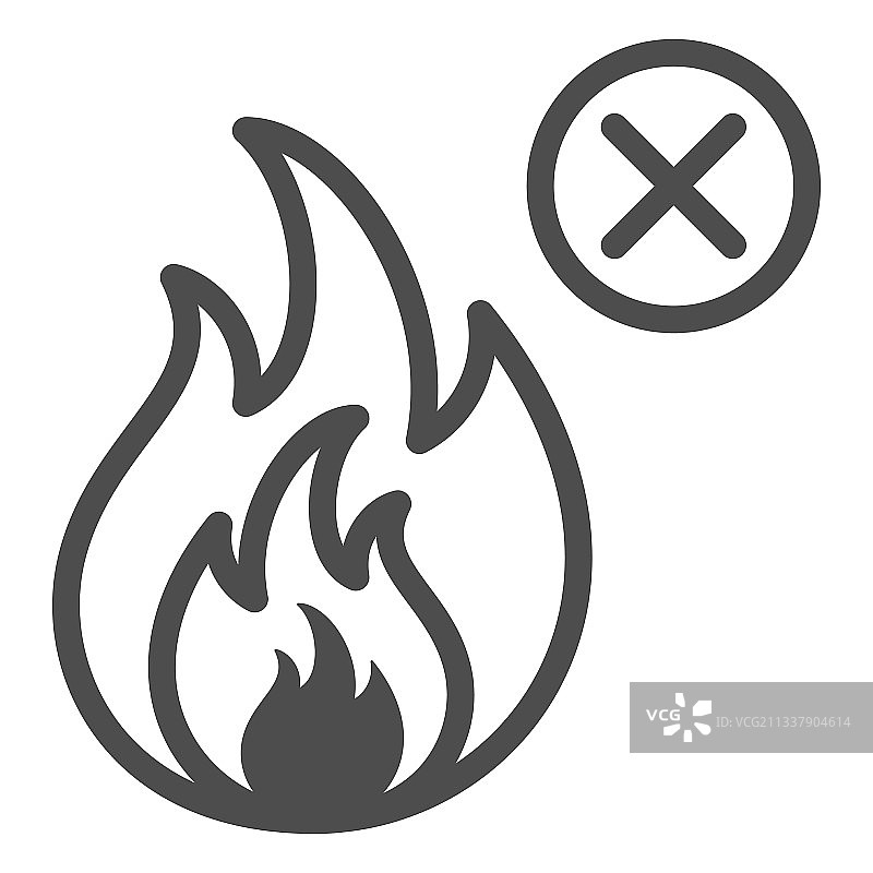 禁止烟火线性图标安全工程概念图片素材