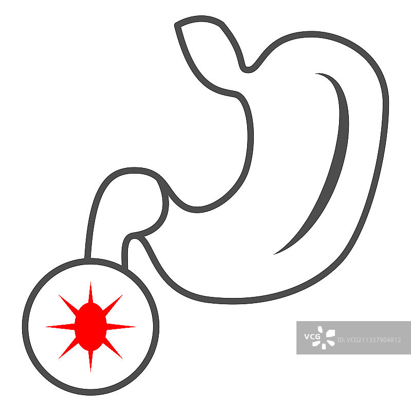 十二指肠溃疡细线图标图片素材