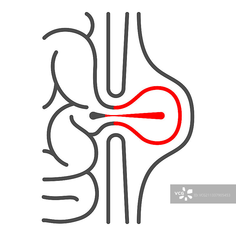 腹股沟疝气细线图标，人类疾病图片素材