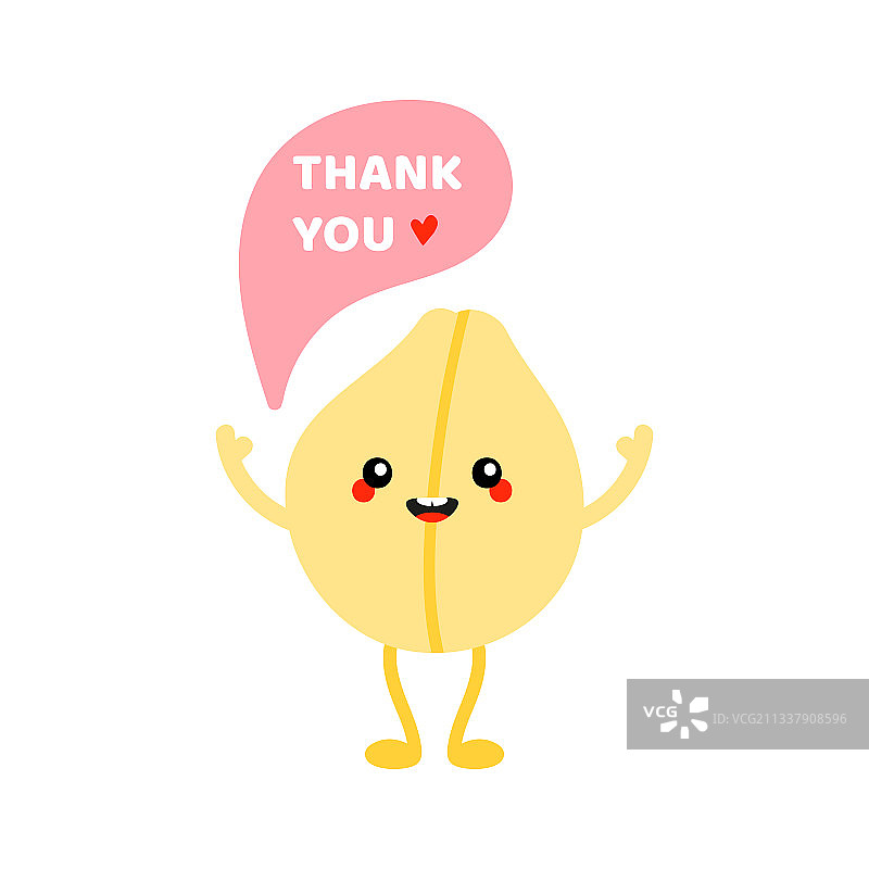 微笑的鹰嘴豆卡通形象说着谢谢图片素材