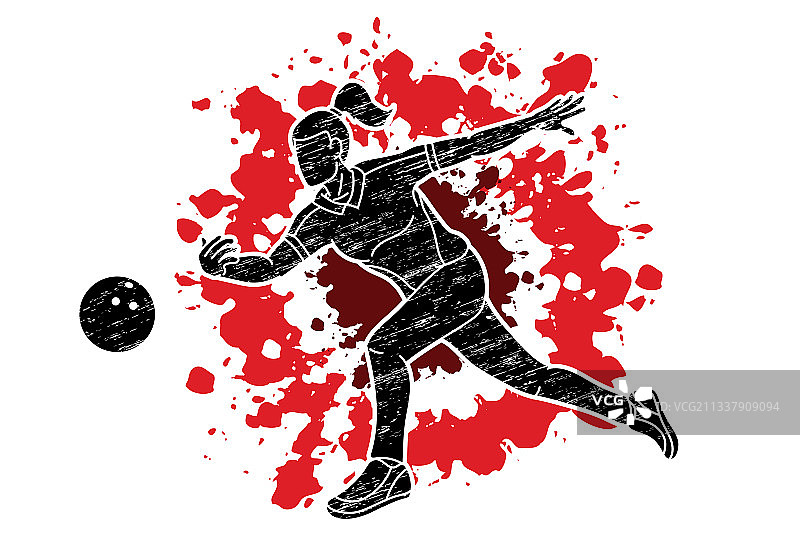 保龄球运动女选手姿势图片素材