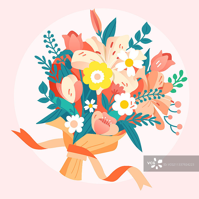 教师节鲜花感恩节花束美丽唯美手绘海报背景图片素材