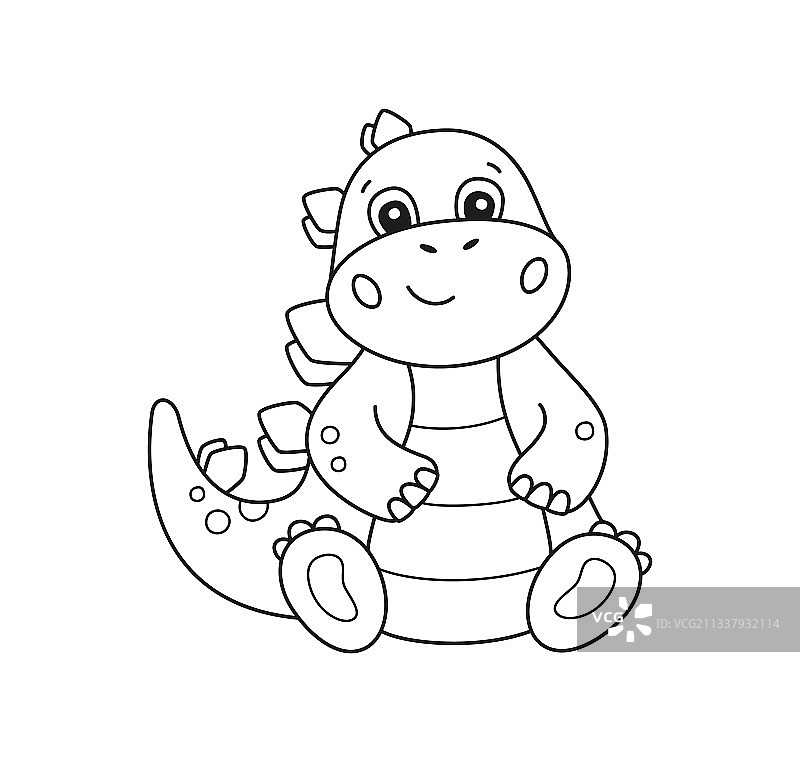 儿童涂色书中的可爱小恐龙图片素材