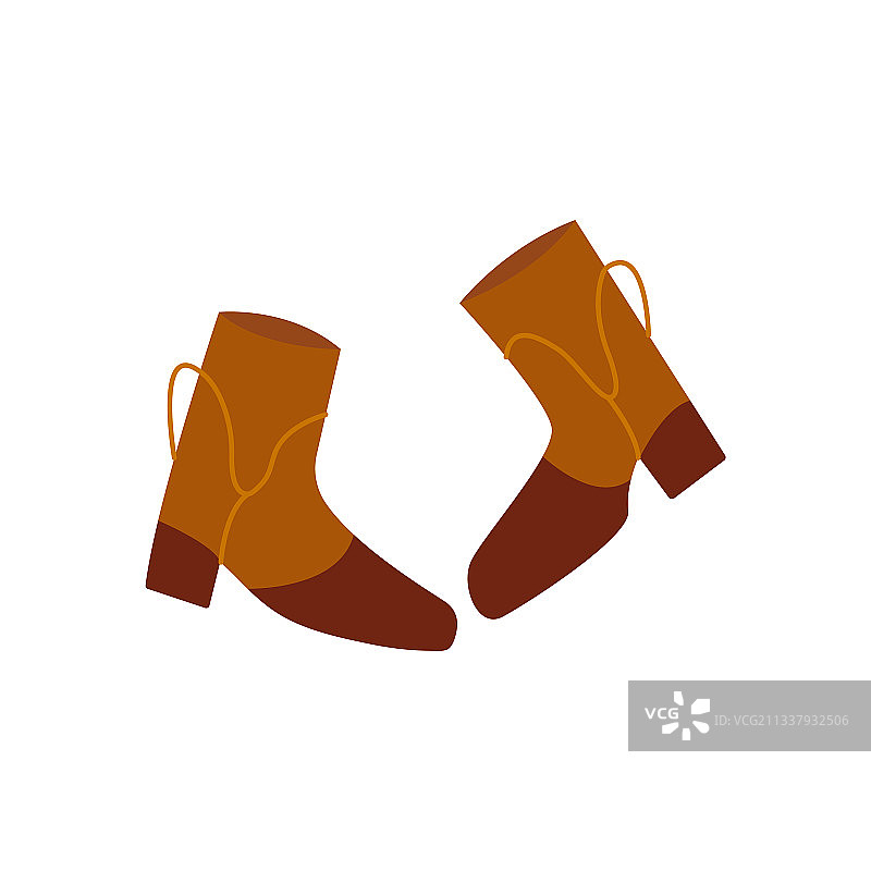 手绘宽跟时尚女靴图片素材