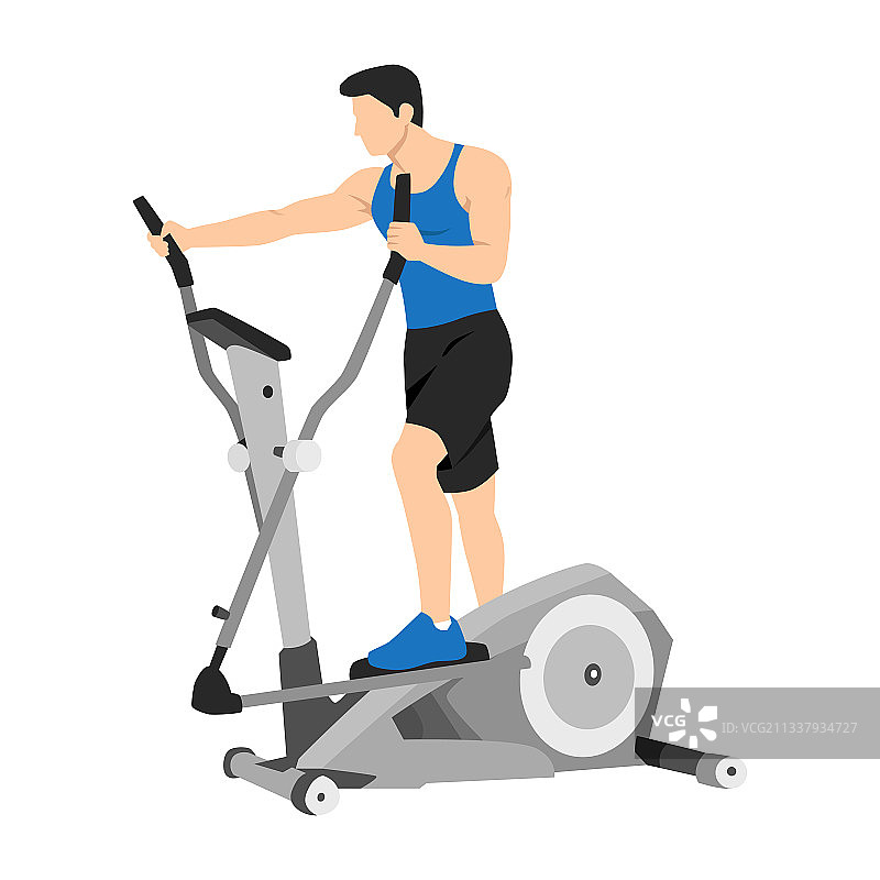 男人在做椭圆机运动图片素材