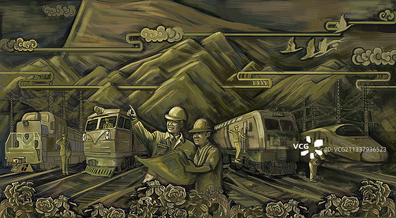 铁路发展史浮雕设计图片素材