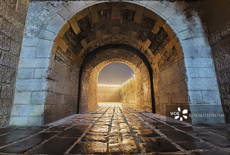 安徽淮南市寿县古城墙北门（靖淮门）瓮城门洞图片素材