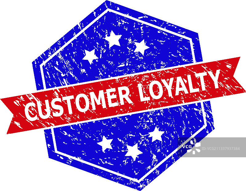 六边形双色客户忠诚度橡胶印章图片素材