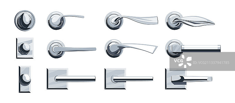 扁平风格的门把手图标集图片素材