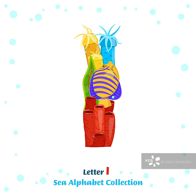 由鱼、海藻、珊瑚制成的独特角色图片素材