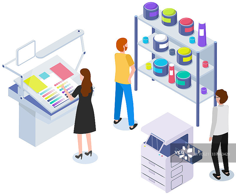 使用设备和货架工作的人们图片素材