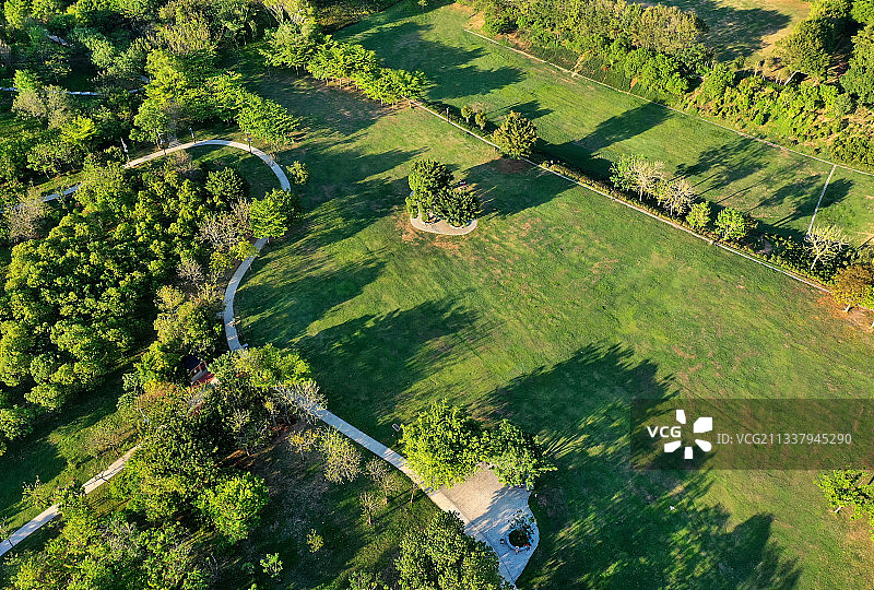 广东省深圳市南山区大沙河公园航拍图片素材