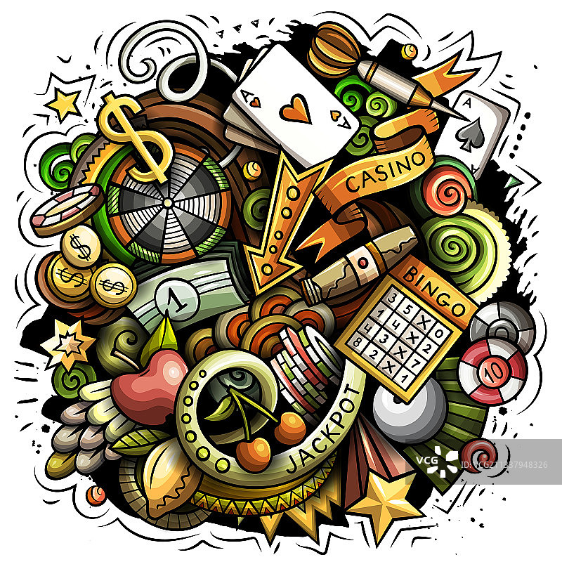 赌场卡通涂鸦设计图片素材