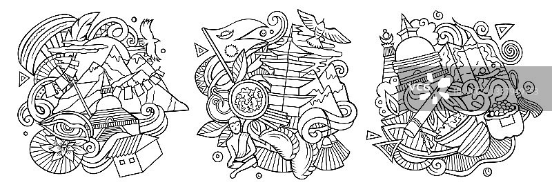 尼泊尔卡通涂鸦设计合集图片素材