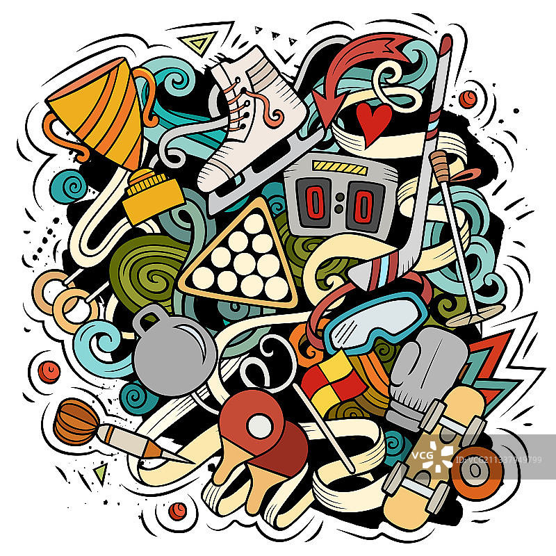 运动卡通涂鸦趣味设计图片素材