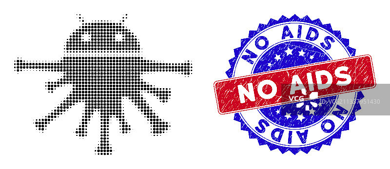 点状半色调纳米机器人图标和双色无辅助图片素材