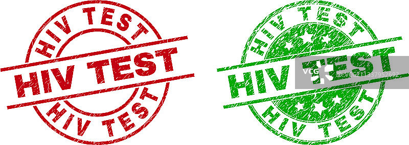 具有腐蚀风格的艾滋病毒检测圆形印章图片素材