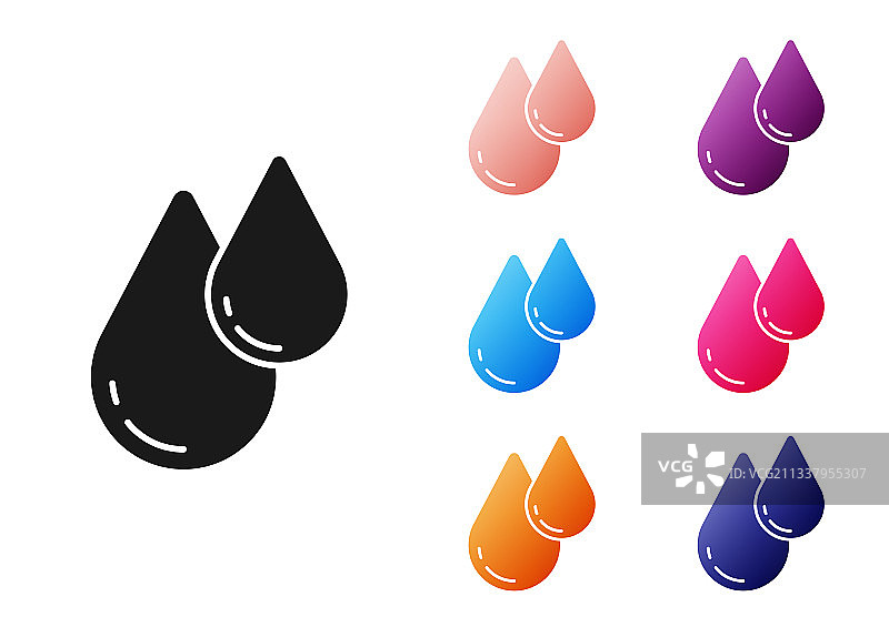 白色背景上孤立的黑色水滴图标图片素材