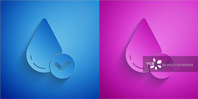 剪纸水滴的图标孤立在蓝色和图片素材