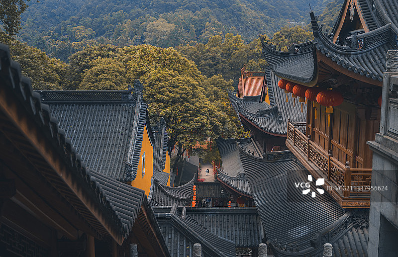 杭州上天竺法喜寺全景俯视图图片素材