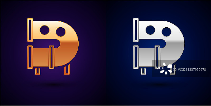 金色和银色儿童游乐场滑梯管道图标图片素材