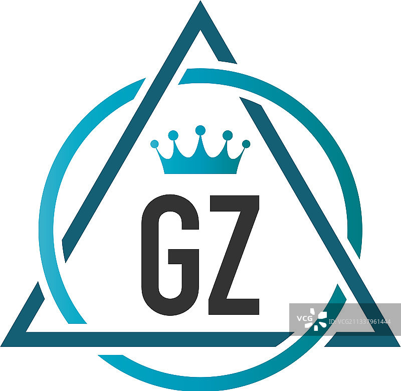 首字母GZ圆形三角形标志设计图片素材