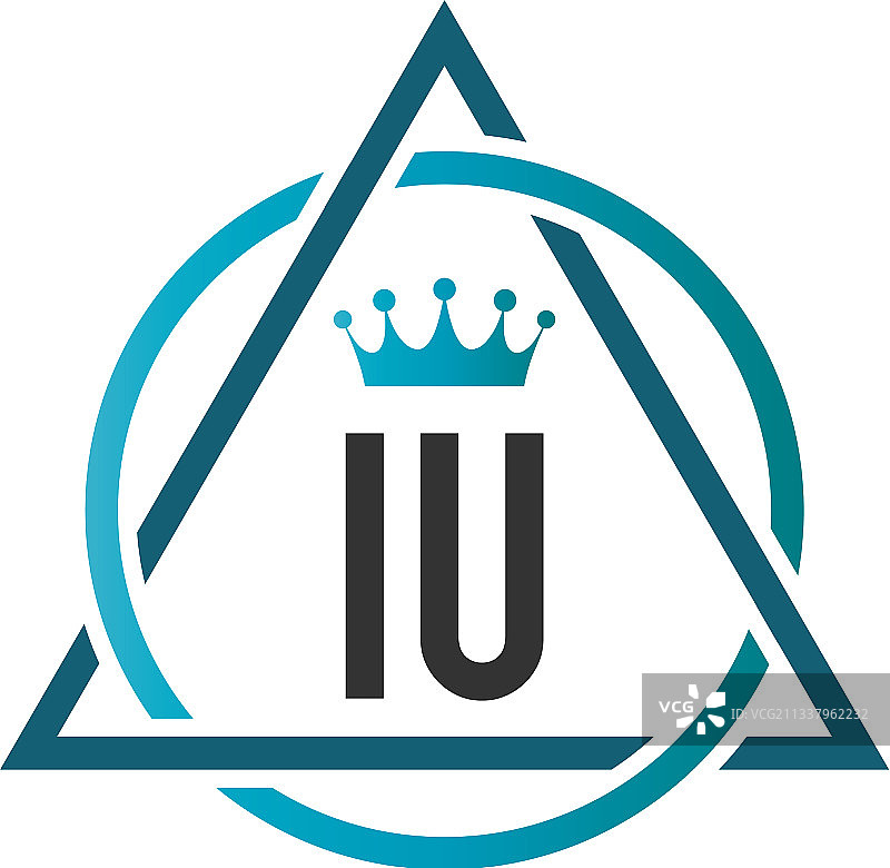 首字母IU圆形三角形标志设计图片素材