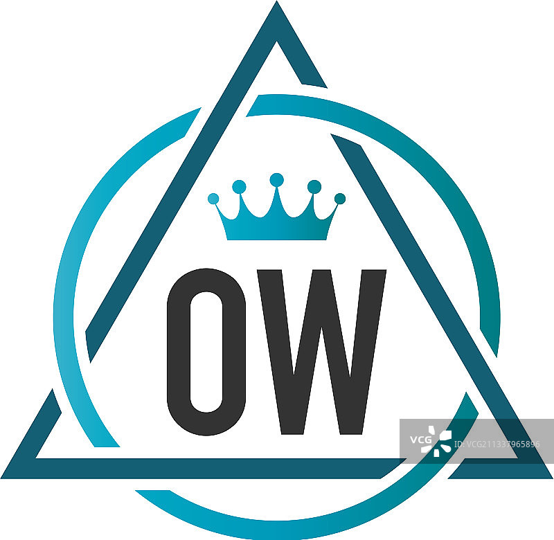 OW字母圆形三角形标志设计图片素材