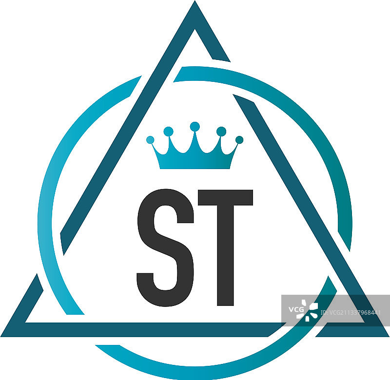 字母ST圆形三角形标志设计图片素材