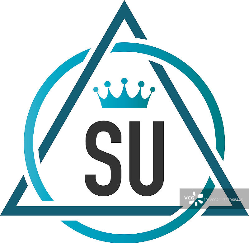 字母SU圆形三角形标志设计图片素材