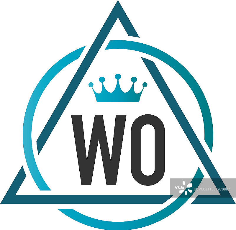 字母WO圆形三角形标志设计图片素材