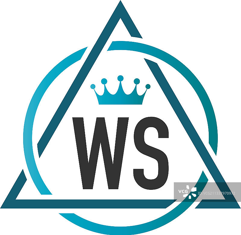 字母WS圆形三角形logo设计图片素材