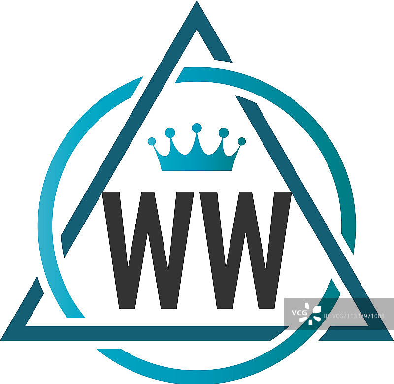 字母WW圆形三角形logo设计图片素材
