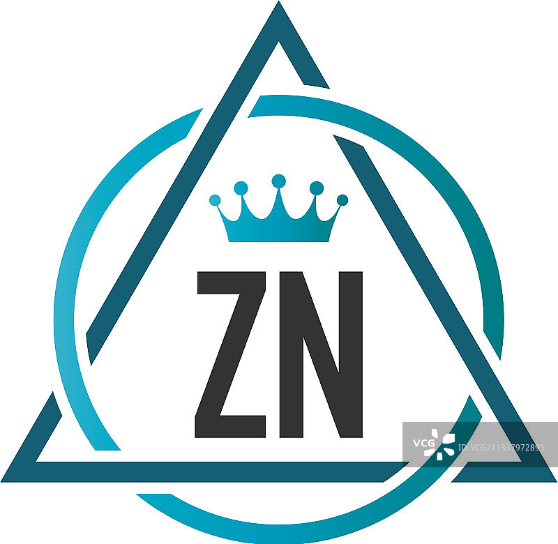 字母ZN圆形三角形标志设计图片素材