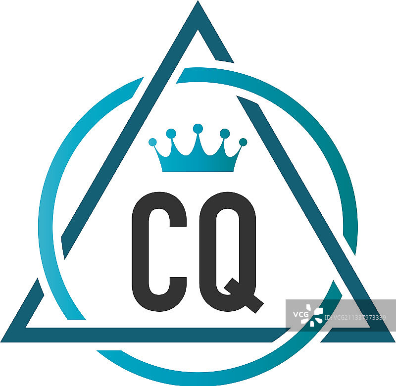 字母CQ圆形三角形logo设计图片素材