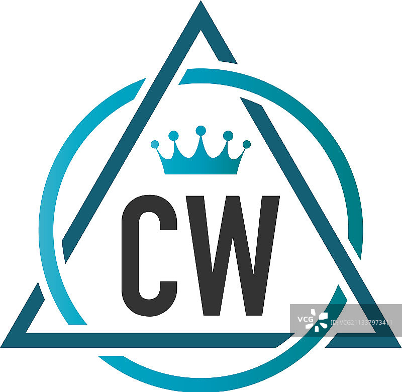 CW字母圆形三角形标志设计图片素材