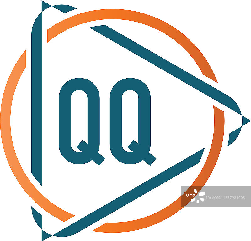 字母QQ圆形三角形标志设计图片素材