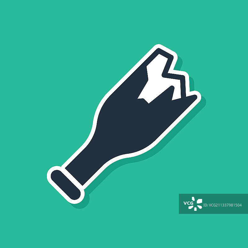 隔离的蓝色碎瓶武器图标图片素材