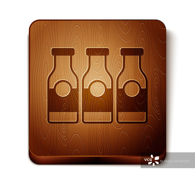 孤立的带牛奶图标的棕色封闭玻璃瓶图片素材