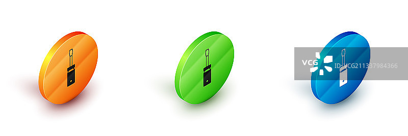 2.5D螺丝刀图标白色背景图片素材