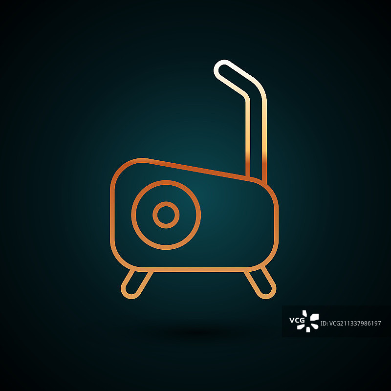 金色线条健身单车图标，深色背景图片素材