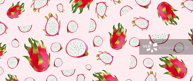 可爱小清新热带水果火龙果贴纸壁纸服装纹路纹理包装插画图片素材