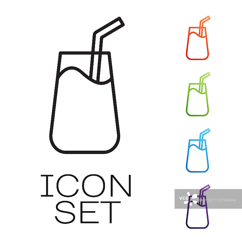 黑色鸡尾酒和酒精饮料图标图片素材