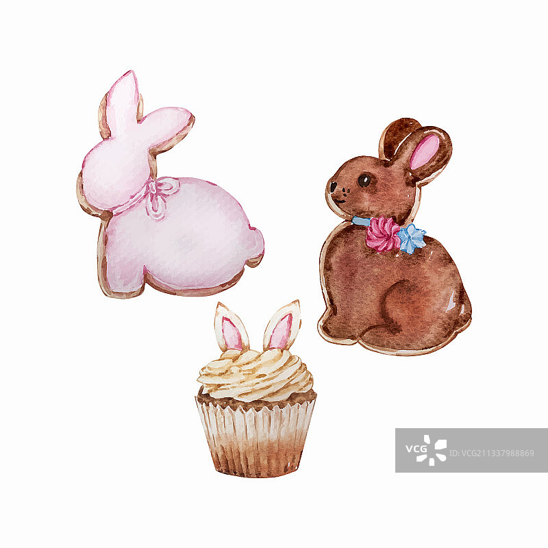 水彩复活节糖果糕点素材图片素材