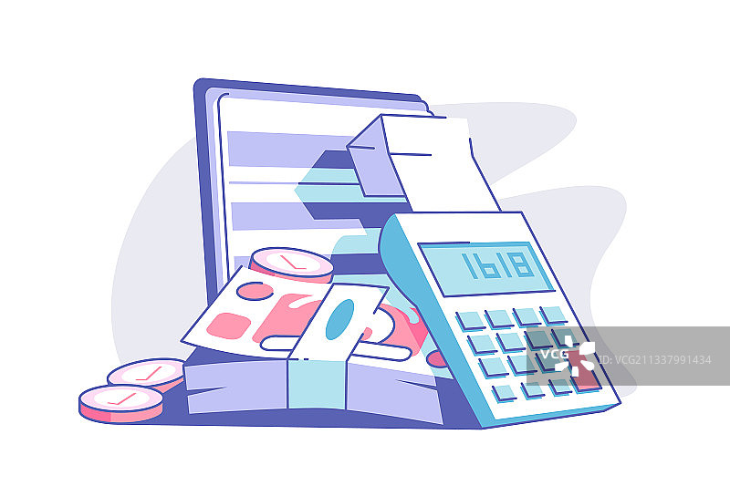 计算器和纸币图片素材