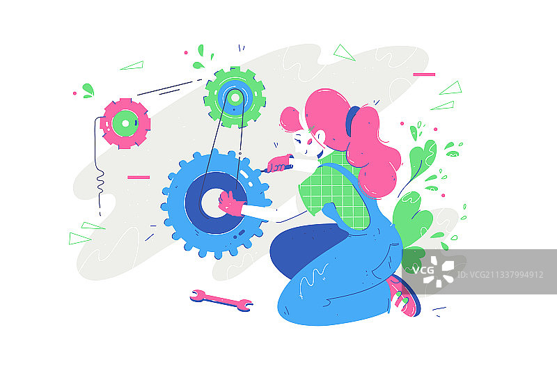 女人用工具修理物品图片素材